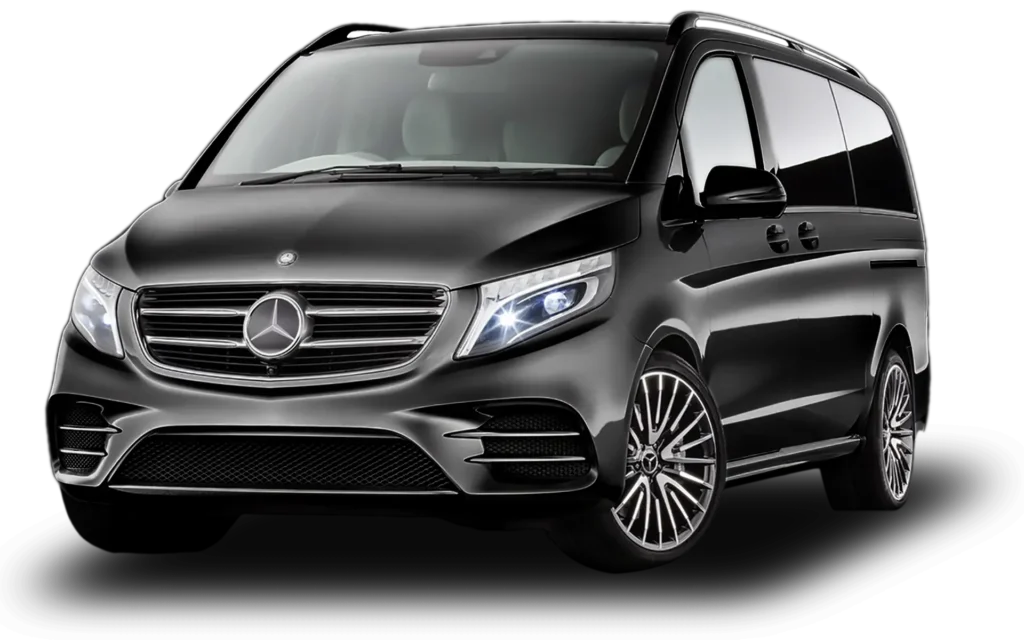 Spacious Mercedes Vito private hire vehicle for families and business groups.